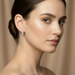 Load image into Gallery viewer, Diamond Crest Rectangle Hoops