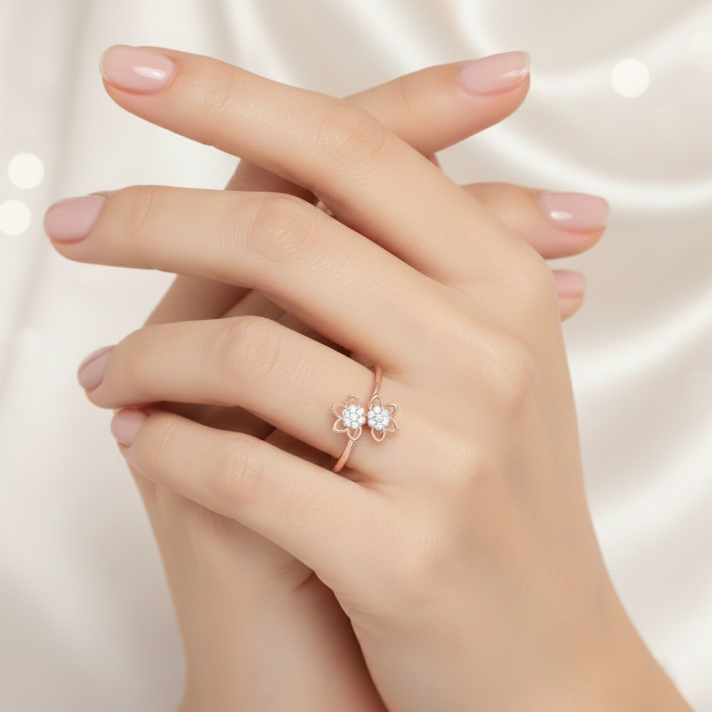 Floral Cluster Cuff Ring