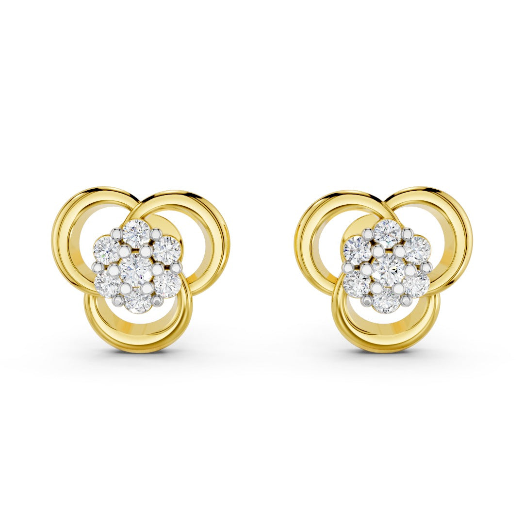 Triple Halo Diamond Flower Studs