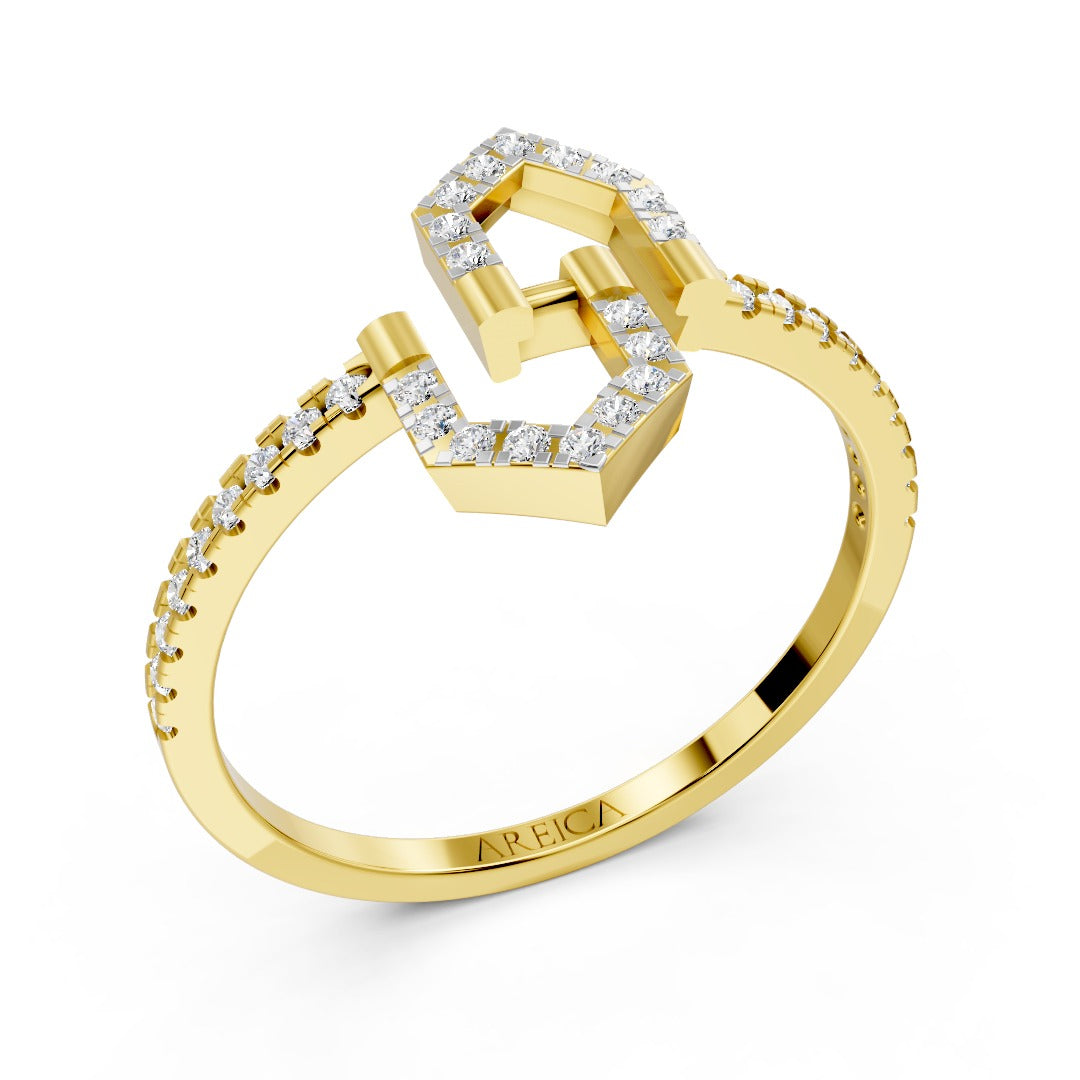 Geometric Link Diamond Ring