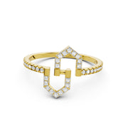 Geometric Link Diamond Ring