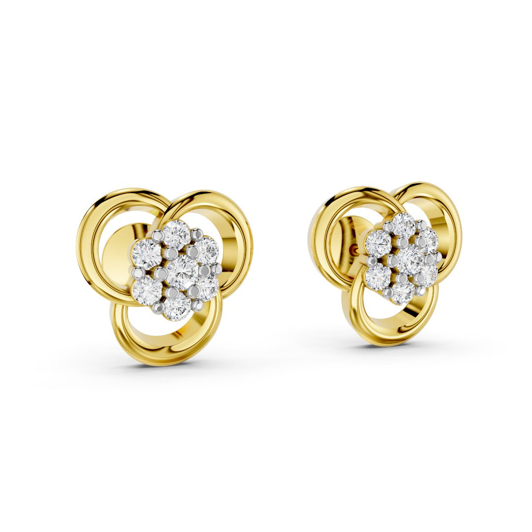 Triple Halo Diamond Flower Studs