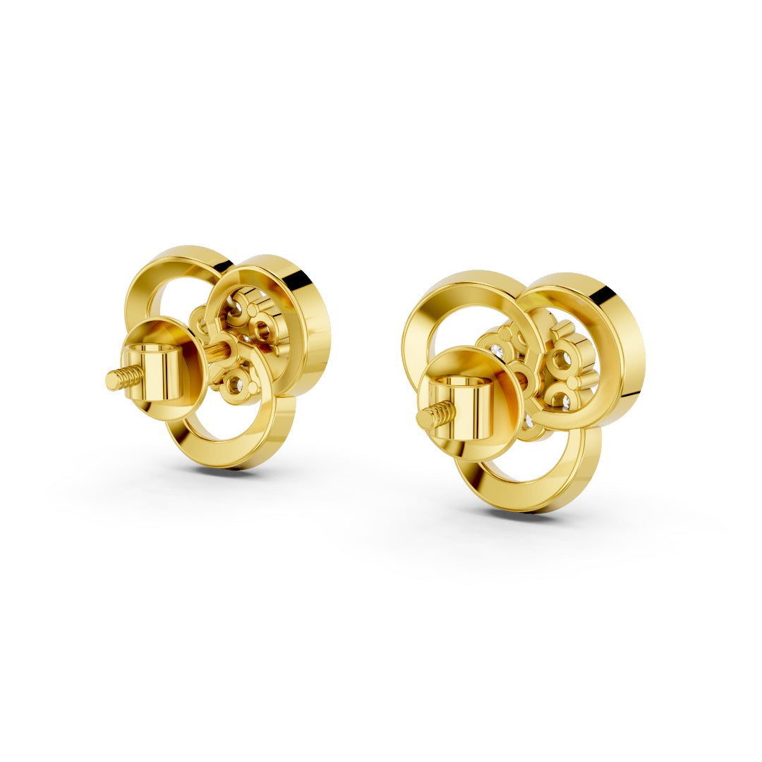 Triple Halo Diamond Flower Studs