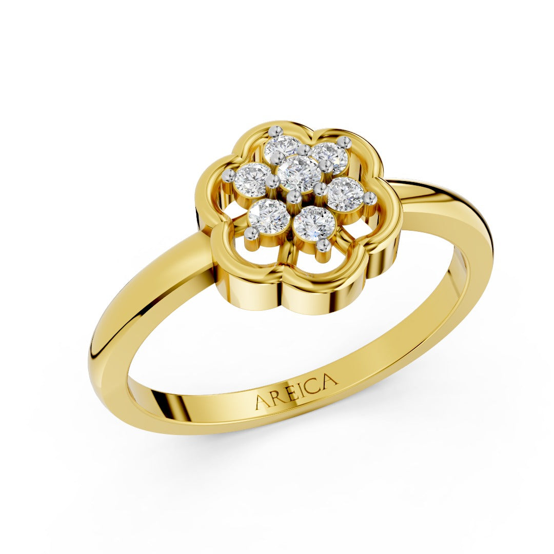 Golden Bloom Cluster Ring