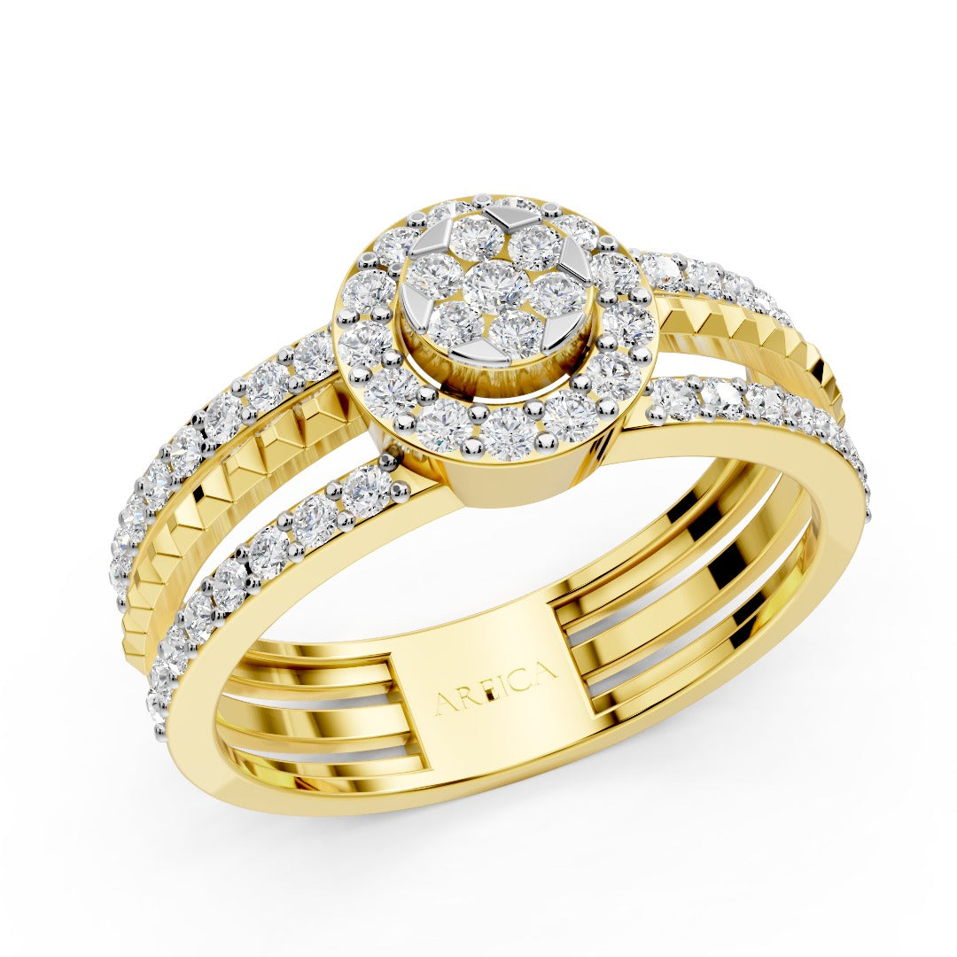 Gold Halo Cluster Ring