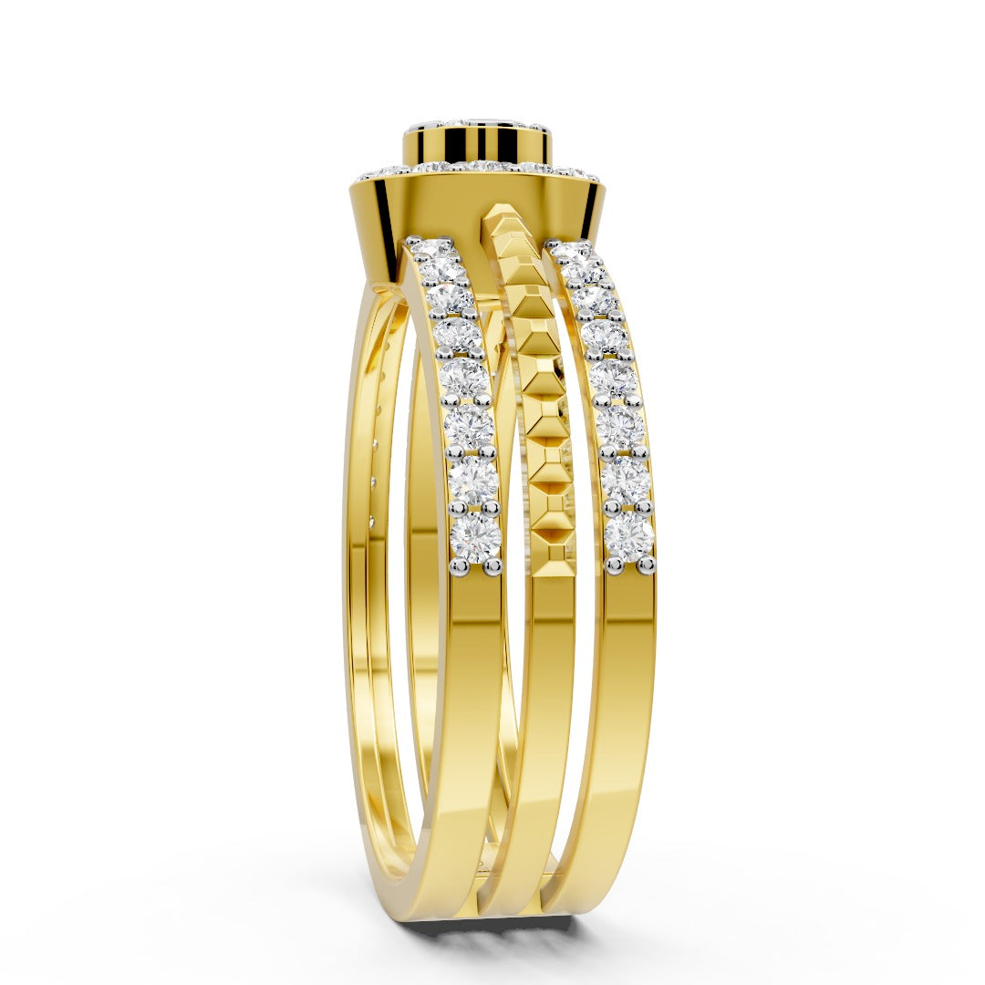 Gold Halo Cluster Ring