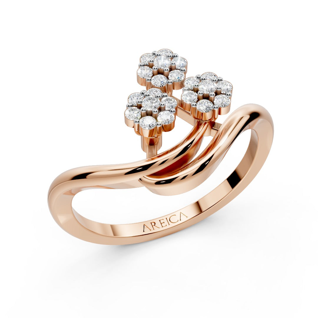 Glamorously Trio Floral Diamond Ring