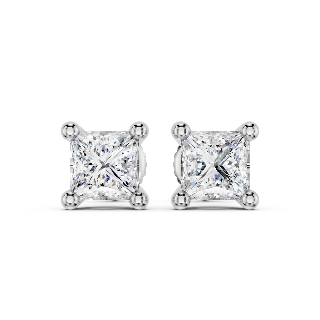 Princess Cut Solitaire Studs