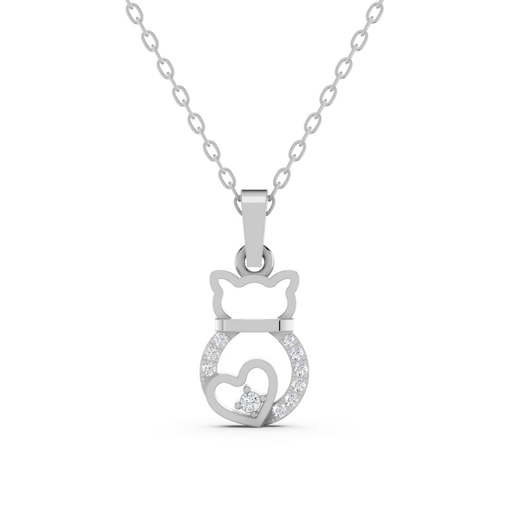 Cat with Heart Tail Pendant