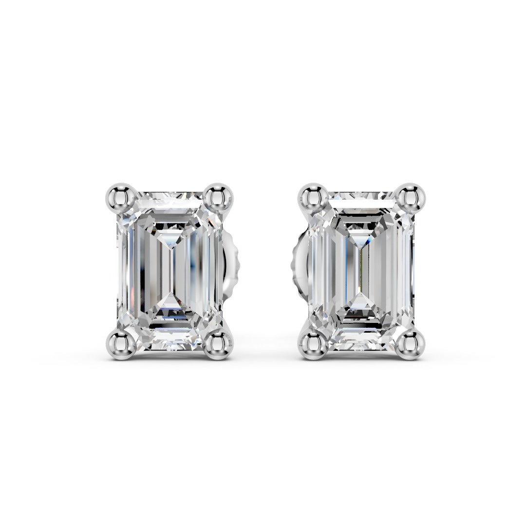 Emerald Cut Solitaire Studs