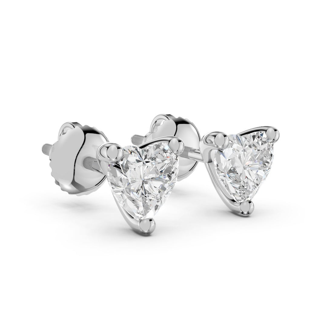 Heart Shape Solitaire Studs