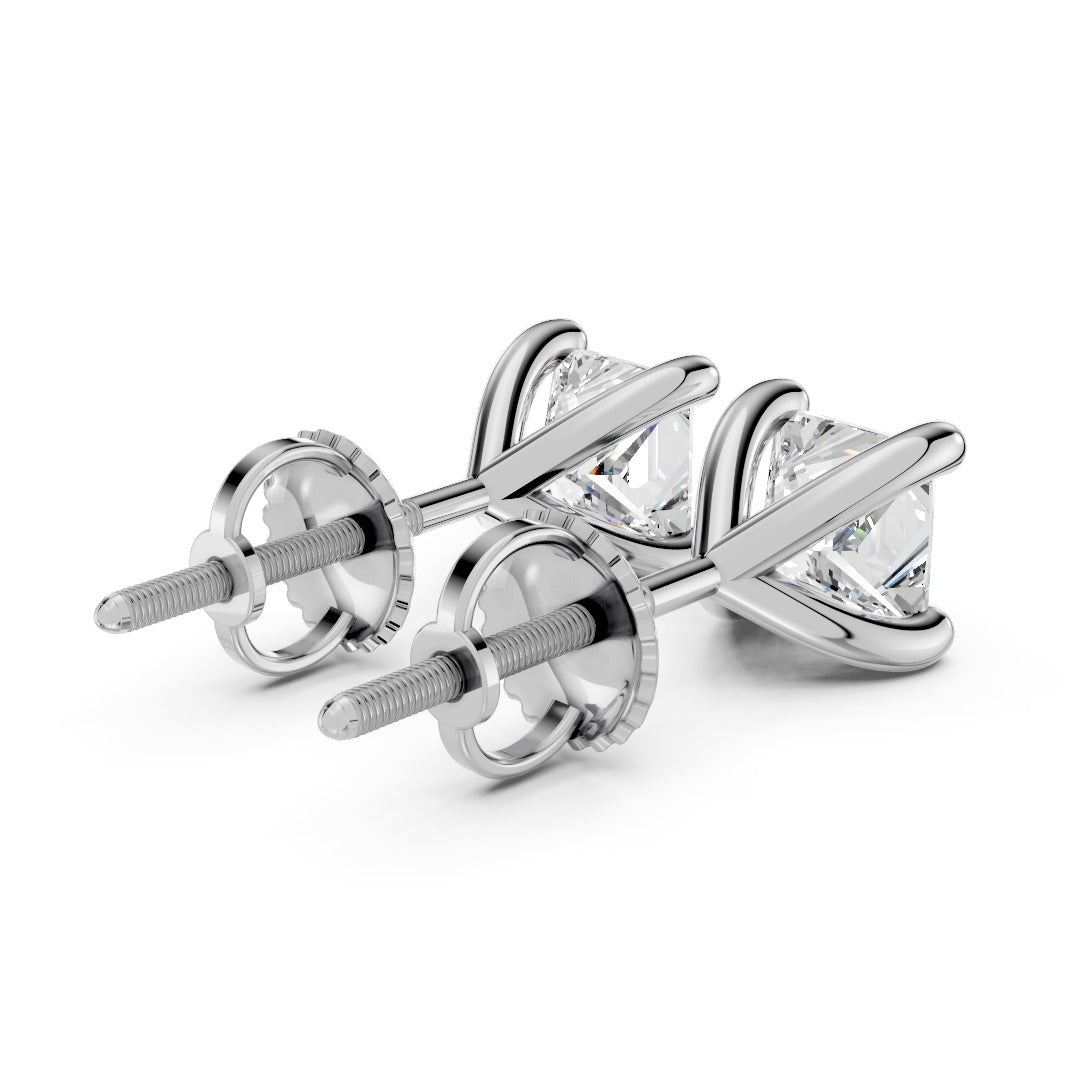 Princess Cut Solitaire Studs