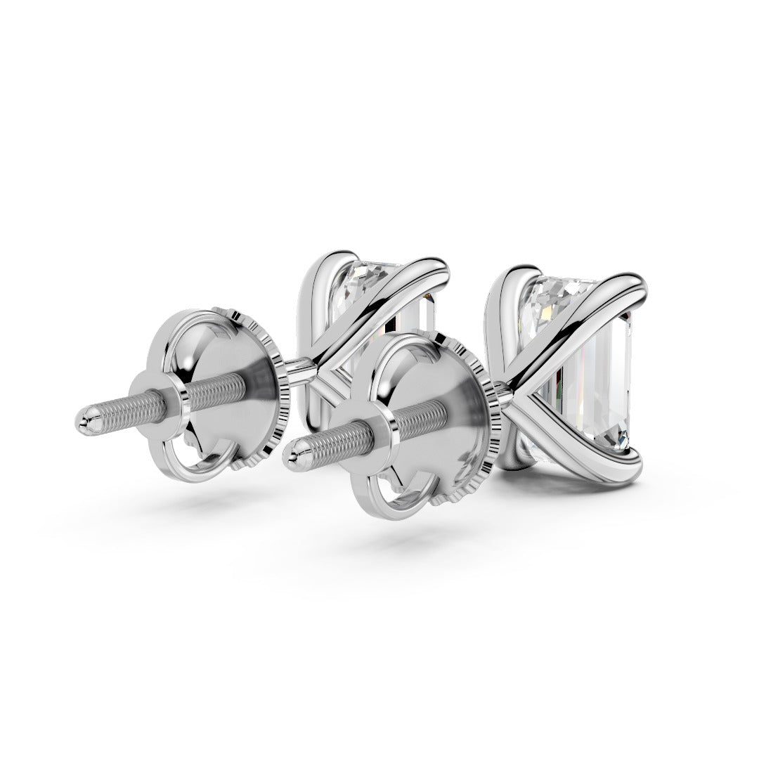 Emerald Cut Solitaire Studs