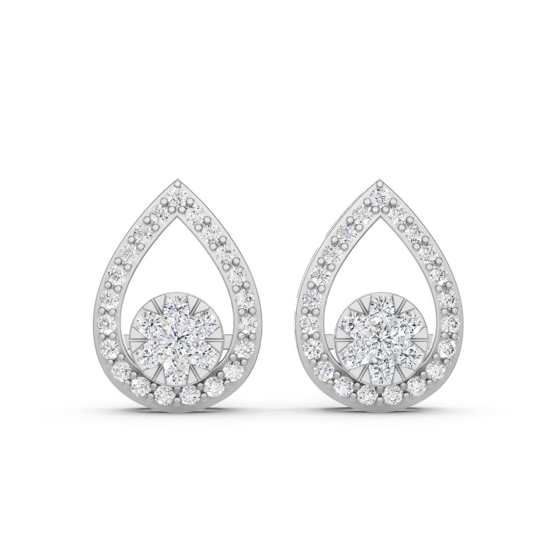 Radiant Teardrop Halo Diamond Earrings