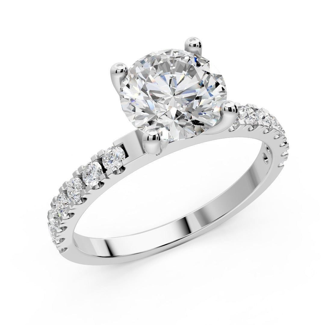 Classic Round Brilliant Pave Engagement Ring