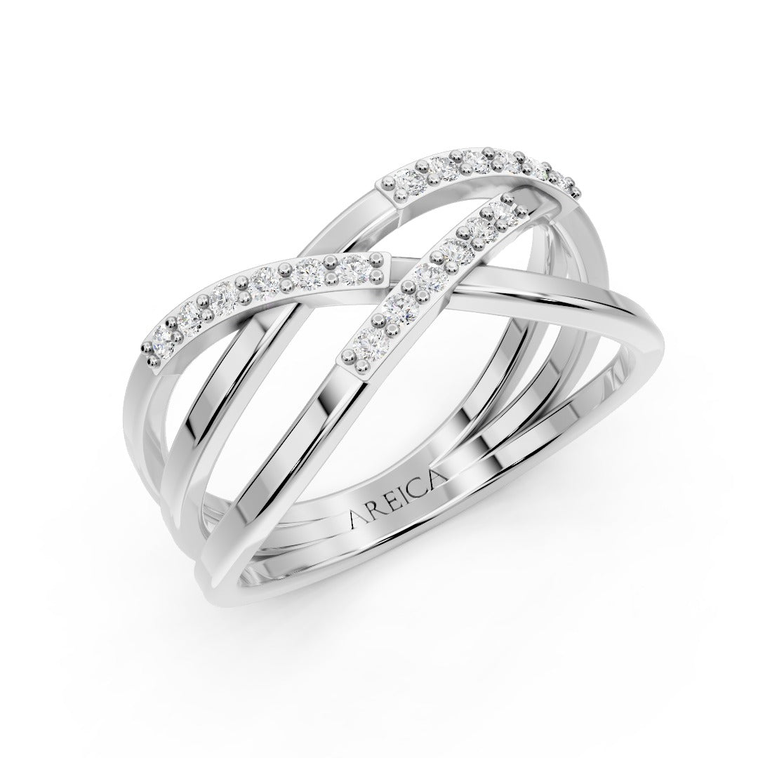 Crossover diamond ring