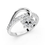 Load image into Gallery viewer, Floral Curve Diamond Ring