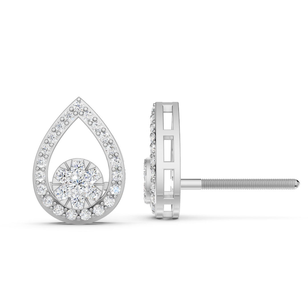 Radiant Teardrop Halo Diamond Earrings