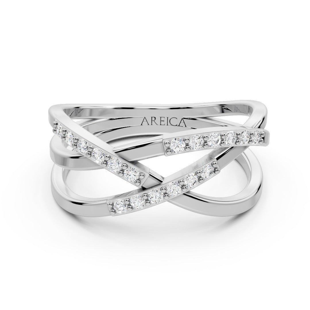 Crossover diamond ring