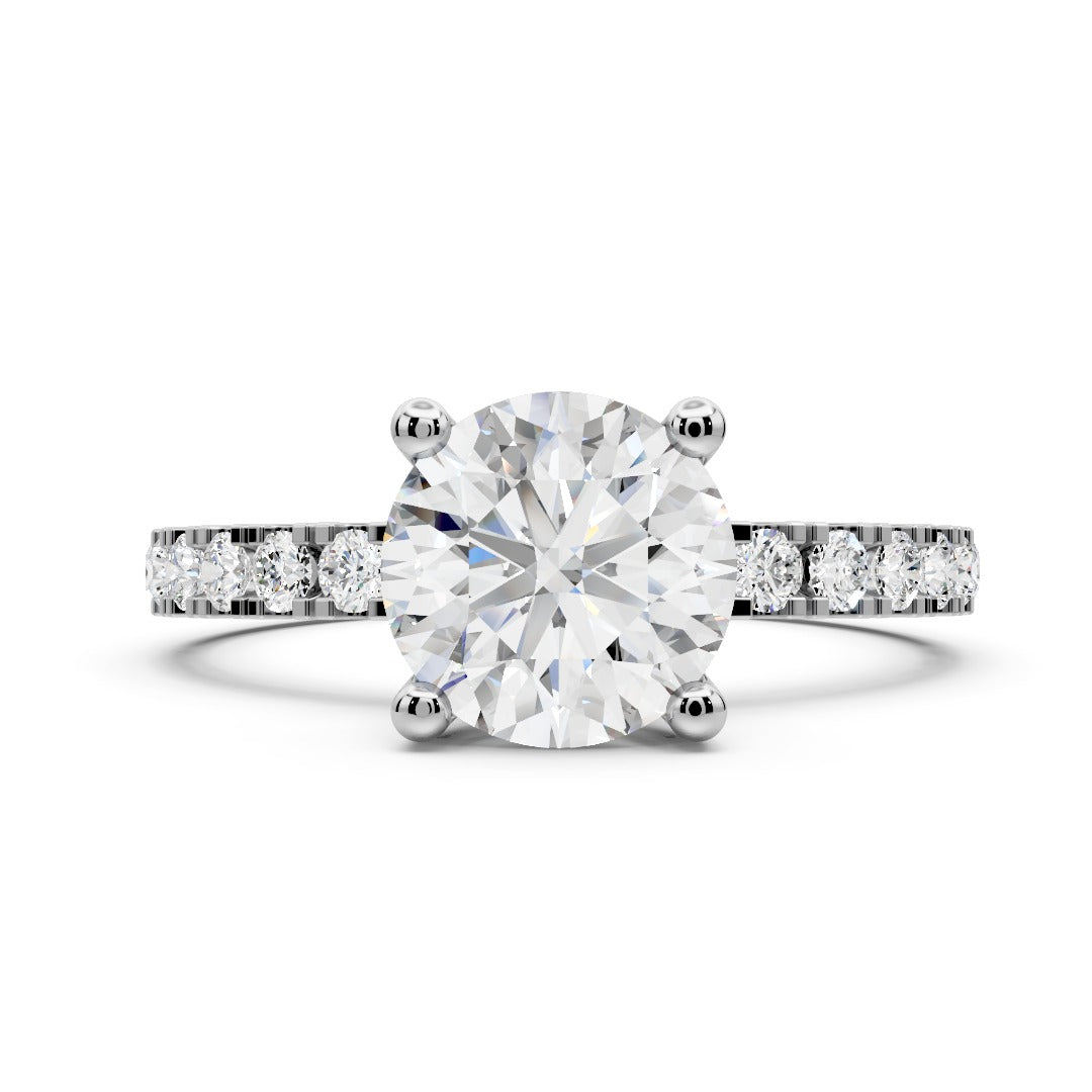 Classic Round Brilliant Pave Engagement Ring