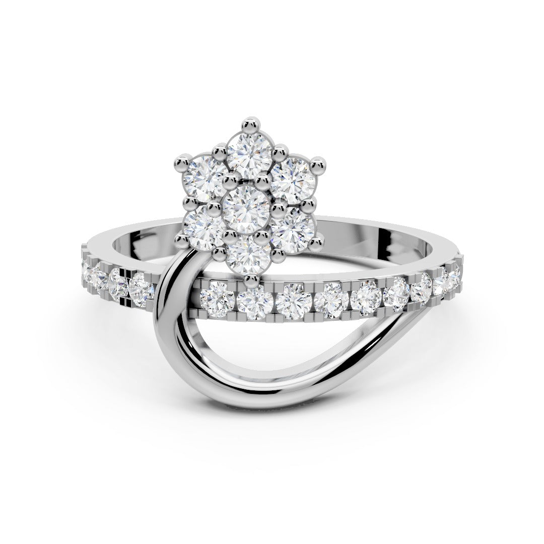 Floral Curve Diamond Ring