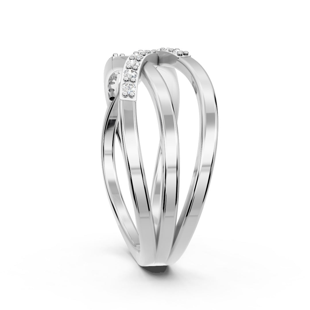 Crossover diamond ring