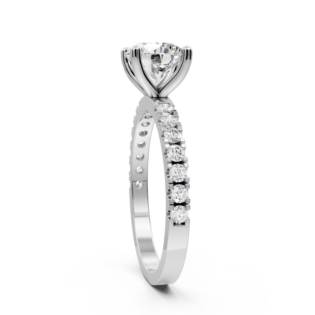 Classic Round Brilliant Pave Engagement Ring