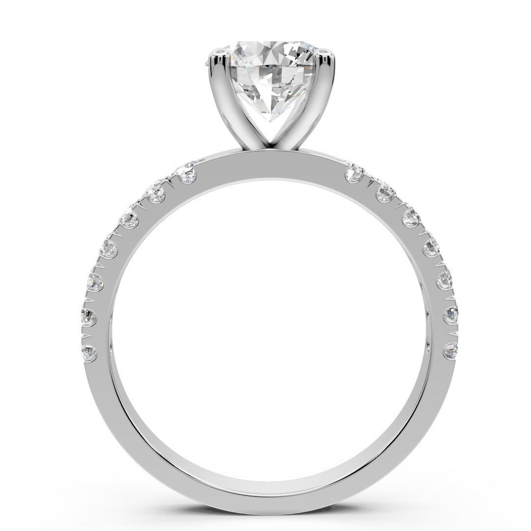Classic Round Brilliant Pave Engagement Ring